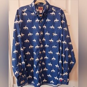 BARN FLY Men's Blue Horse Print Shirt
